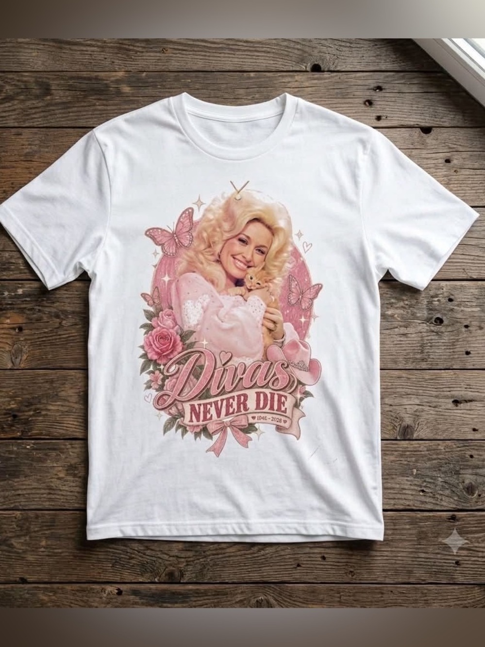 Dolly Parton RIP Graphic Tee - white with Pink Accents